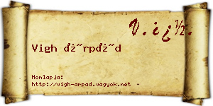 Vigh Árpád névjegykártya