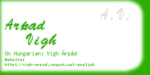 arpad vigh business card